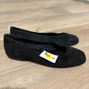 Steve Madden Deliah Square‎ Toe Ballet Flat In Black Suede Size 9